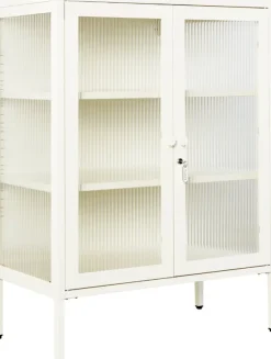 Cabinet en acier blanc craie et verre cannelé 74x40x100cm The Mixer - Mustard Made