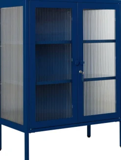 Cabinet en acier bleu marine et verre cannelé 74x40x100cm The Mixer - Mustard Made