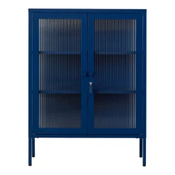 Cabinet en acier bleu marine et verre cannelé 74x40x100cm The Mixer - Mustard Made