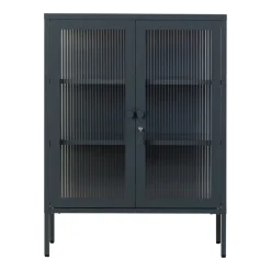 Cabinet en acier gris ardoise et verre cannelé 74x40x100cm The Mixer - Mustard Made