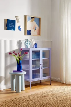 Cabinet en acier lilas et verre cannelé 74x40x100cm The Mixer - Mustard Made