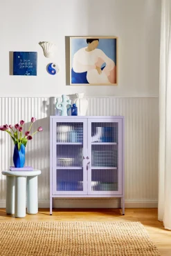 Cabinet en acier lilas et verre cannelé 74x40x100cm The Mixer - Mustard Made