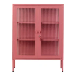 Cabinet en acier rose baie et verre cannelé 74x40x100cm The Mixer - Mustard Made