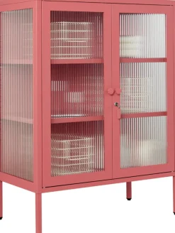Cabinet en acier rose baie et verre cannelé 74x40x100cm The Mixer - Mustard Made