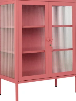 Cabinet en acier rose baie et verre cannelé 74x40x100cm The Mixer - Mustard Made