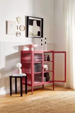 Cabinet en acier rose baie et verre cannelé 74x40x100cm The Mixer - Mustard Made