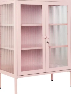 Cabinet en acier rose blush et verre cannelé 74x40x100cm The Mixer - Mustard Made