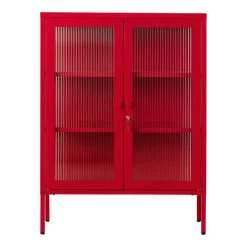Cabinet en acier rouge coquelicot et verre cannelé 74x40x100cm The Mixer - Mustard Made
