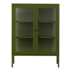 Cabinet en acier vert olive et verre cannelé 74x40x100cm The Mixer - Mustard Made