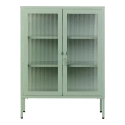 Cabinet en acier vert sauge et verre cannelé 74x40x100cm The Mixer - Mustard Made