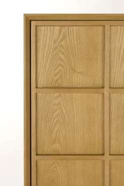 Cabinet en bois d'hévéa et placage en frêne 45x100x120cm Raster - Zuiver