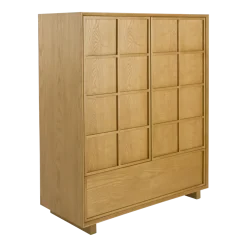 Cabinet en bois d'hévéa et placage en frêne 45x100x120cm Raster - Zuiver