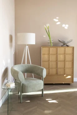 Cabinet en bois d'hévéa et placage en frêne 45x100x120cm Raster - Zuiver