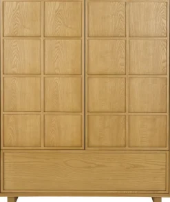 Cabinet en bois d'hévéa et placage en frêne 45x100x120cm Raster - Zuiver