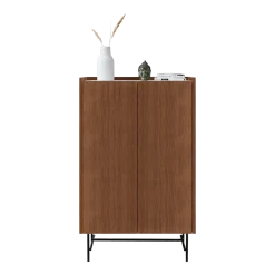 Cabinet plaqué chêne cognac et marbre blanc carrara brossé Forst - Un’common