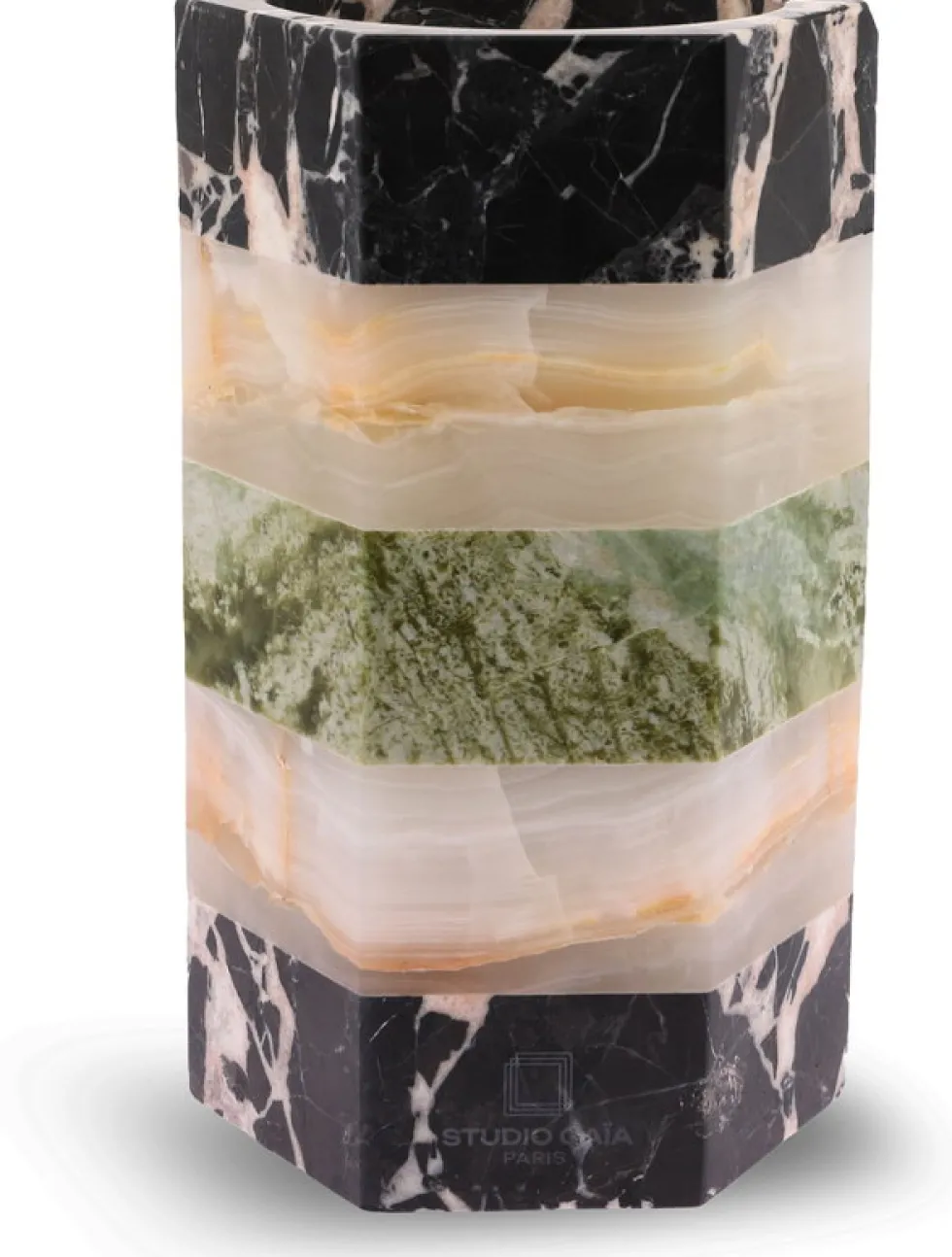 Cache-pot en marbre et onyx 15x25cm Emma Antique - Studio Gaïa