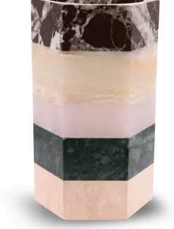 Cache-pot en marbre, onyx et travertin 15x25cm Emma Orient - Studio Gaïa