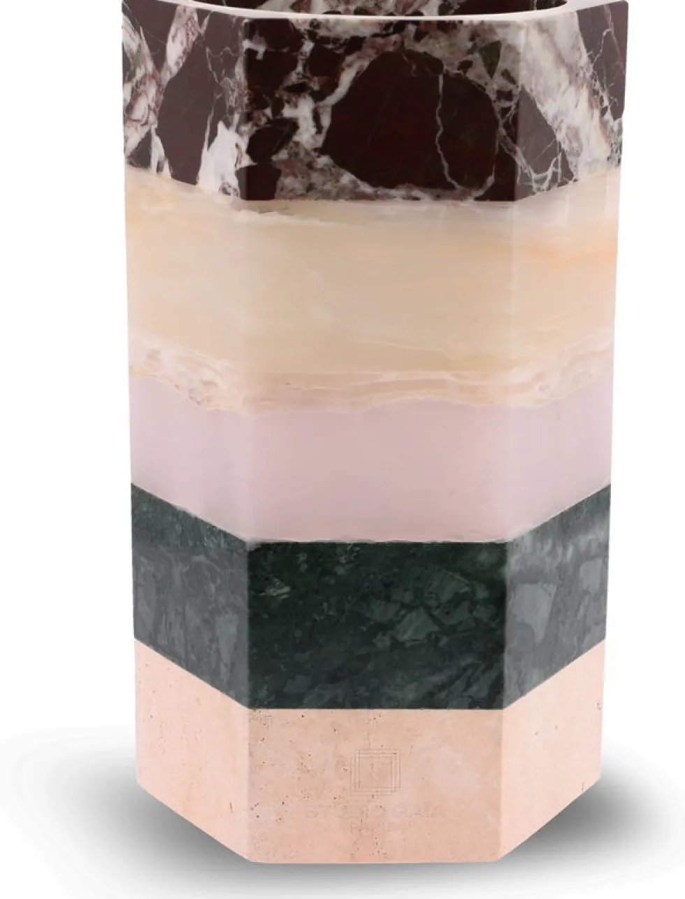 Cache-pot en marbre, onyx et travertin 15x25cm Emma Orient - Studio Gaïa