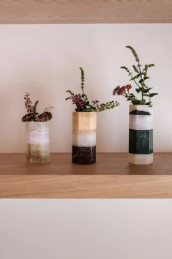 Cache-pot en marbre, onyx et travertin 15x25cm Emma Orient - Studio Gaïa