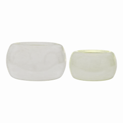 2 Cache-pots en métal beige et vert clair Maru - Hübsch