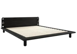 Cadre de lit en bois laqué noir avec lampes de chevet 160x200cm Peek - Karup Design