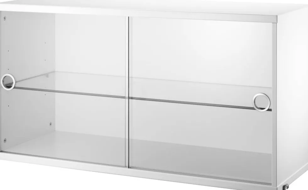 Caisson blanc 2 portes coulissantes en verre - String furniture