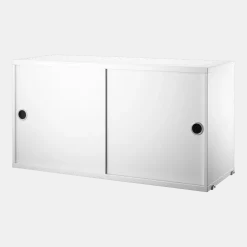 Caisson blanc 2 portes coulissantes 78 x 30 x 42 cm - String furniture