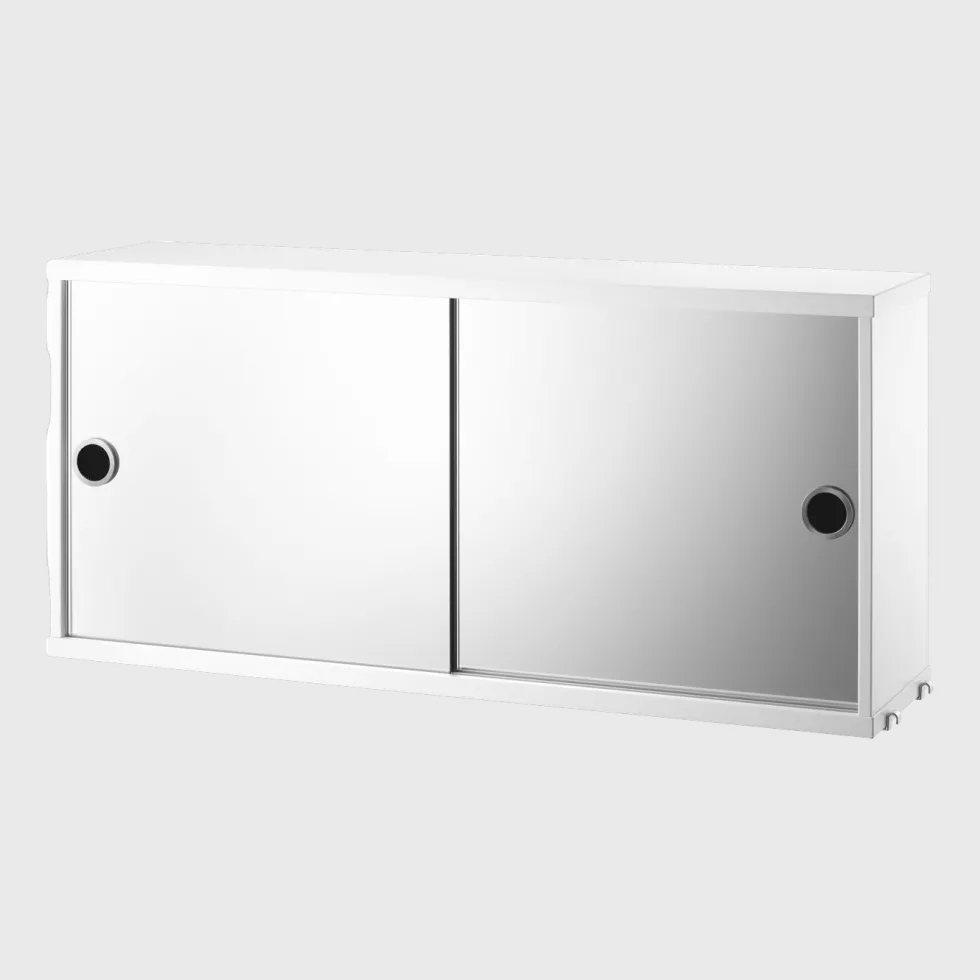Caisson en mdf blanc et deux portes miroirs 78 x 30 x 37 cm - String furniture