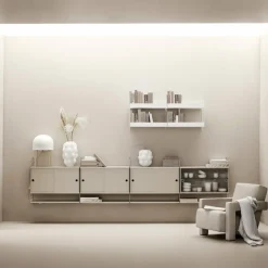 Caisson 2 portes coulissantes en MDF beige 78 x 30 x 42 cm - String furniture