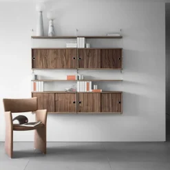 Caisson 2 portes coulissantes en noyer 78 x 20 x 37 cm - String furniture