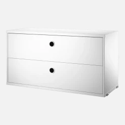Caisson 2 tiroirs en bois blanc 78 x 30 x 42 cm - String furniture