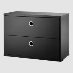 Caisson 2 tiroirs en frêne teinté noir l58 cm - String furniture