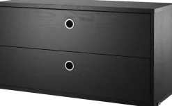 Caisson 2 tiroirs en frêne teinté noir 78 x 30 x 42 cm - String furniture