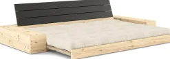Canapé convertible avec rangement en pin dossier noir et matelas mocca Base - Karup Design