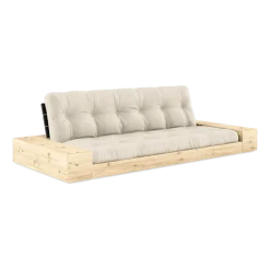 Canapé convertible avec rangement en pin dossier noir et matelas en lin Base - Karup Design