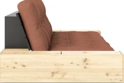 Canapé convertible avec rangement en pin dossier noir et matelas argile brun Base - Karup Design