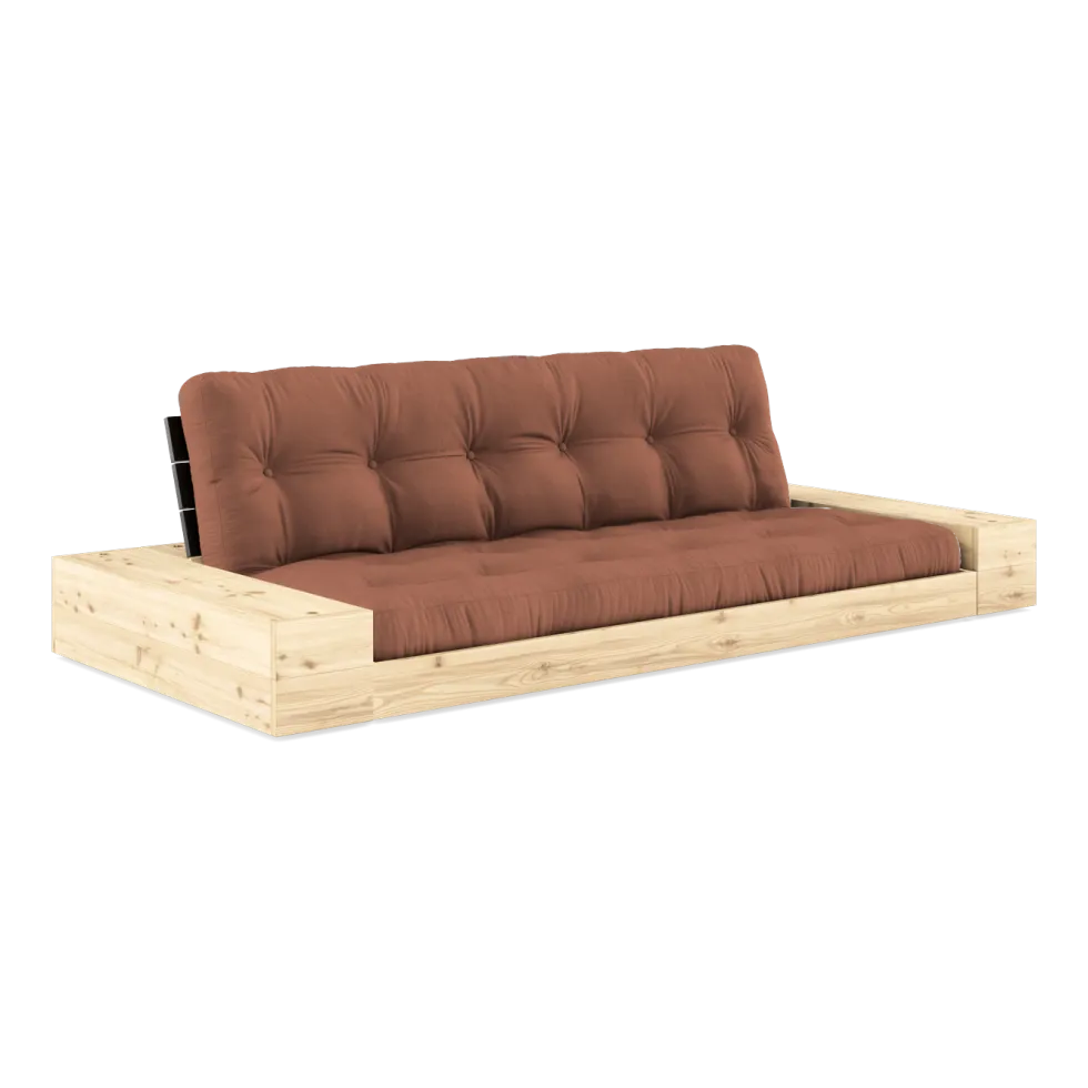Canapé convertible avec rangement en pin dossier noir et matelas argile brun Base - Karup Design