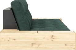Canapé convertible avec rangement en pin dossier noir et matelas seaweed Base - Karup Design