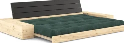 Canapé convertible avec rangement en pin dossier noir et matelas seaweed Base - Karup Design