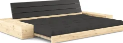 Canapé convertible avec rangement en pin dossier noir et matelas gris foncé Base - Karup Design