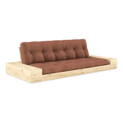 Canapé convertible avec rangement en pin et matelas argile brun 244x110x72 cm Base - Karup Design