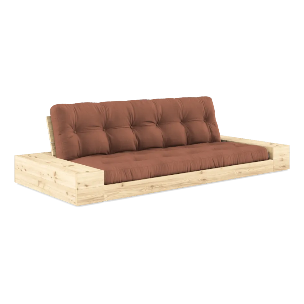 Canapé convertible avec rangement en pin et matelas argile brun 244x110x72 cm Base - Karup Design