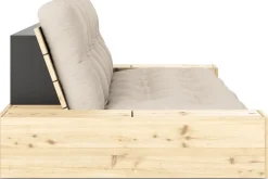 Canapé convertible avec rangement en pin et matelas beige 244x110x72 cm Base - Karup Design