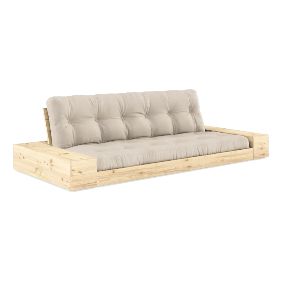 Canapé convertible avec rangement en pin et matelas beige 244x110x72 cm Base - Karup Design