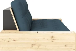 Canapé convertible avec rangement en pin et matelas bleu pétrole 244x110x72 cm Base - Karup Design