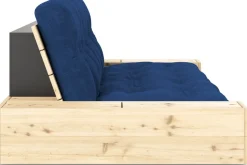 Canapé convertible avec rangement en pin et matelas bleu royal 244x110x72 cm Base - Karup Design