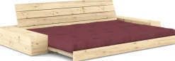 Canapé convertible avec rangement en pin et matelas bordeaux 244x110x72 cm Base - Karup Design
