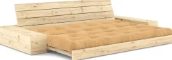 Canapé convertible avec rangement en pin et matelas caramel 244x110x72 cm Base - Karup Design