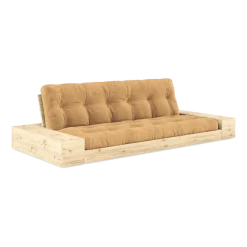 Canapé convertible avec rangement en pin et matelas caramel 244x110x72 cm Base - Karup Design