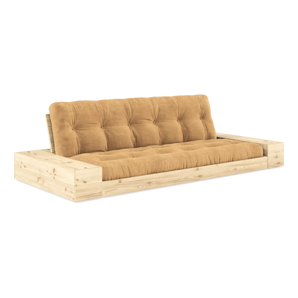 Canapé convertible avec rangement en pin et matelas caramel 244x110x72 cm Base - Karup Design